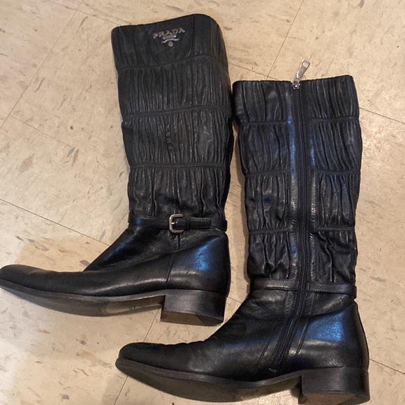 PRADA black leather high boots sz 6.5 - Picture 3 of 6
